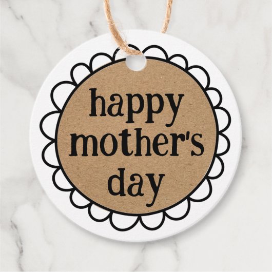 Aangepaste HAPPY MOEDERDAG Scalloped Edge Gift Bedankjes Labels (Voorkant)