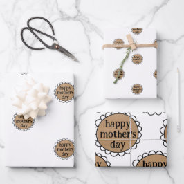 Aangepaste HAPPY MOEDERDAG Scalloped Edge Gift Inpakpapier Vel