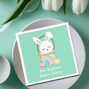 Aangepaste Happy Pasen Konijn Feest Pastelgroen Servet