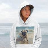 Aangepaste Happy Pug op het Strand