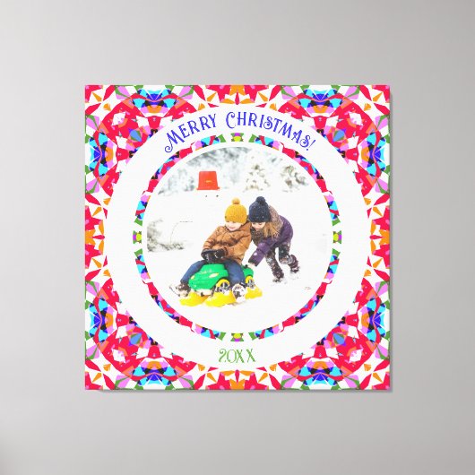 Aangepaste Happy Red Bright Green Christmas Keepsa Canvas Afdruk (Voorkant)