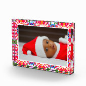 Aangepaste Happy Red Bright Green Christmas Keepsa Fotoblokken (Rechts)