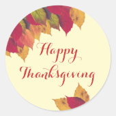 Aangepaste Happy Thanksgiving Colorful Fall Leaves Ronde Sticker (Voorkant)
