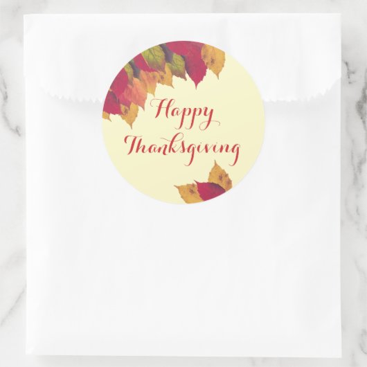 Aangepaste Happy Thanksgiving Colorful Fall Leaves Ronde Sticker (Tas)