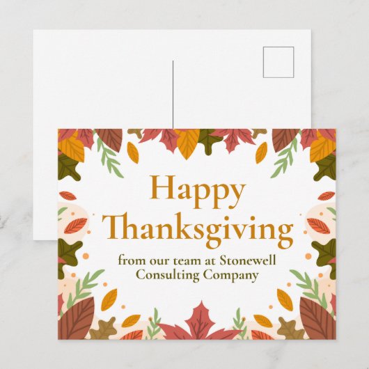 Aangepaste Happy Thanksgiving Herfst Business Mark Briefkaart (Voorkant / Achterkant)