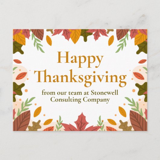 Aangepaste Happy Thanksgiving Herfst Business Mark Briefkaart (Voorkant)