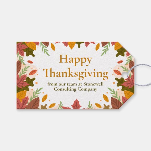 Aangepaste Happy Thanksgiving Herfst Business Mark Cadeaulabel (Voorkant (Horizontaal))