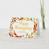 Aangepaste Happy Thanksgiving Herfst Leaf Business Folie Feestdagenkaart (Voorkant)