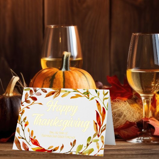 Aangepaste Happy Thanksgiving Herfst Leaf Business Folie Feestdagenkaart