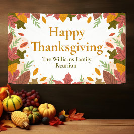 Aangepaste Happy Thanksgiving-herfst Leaves Holida Spandoek