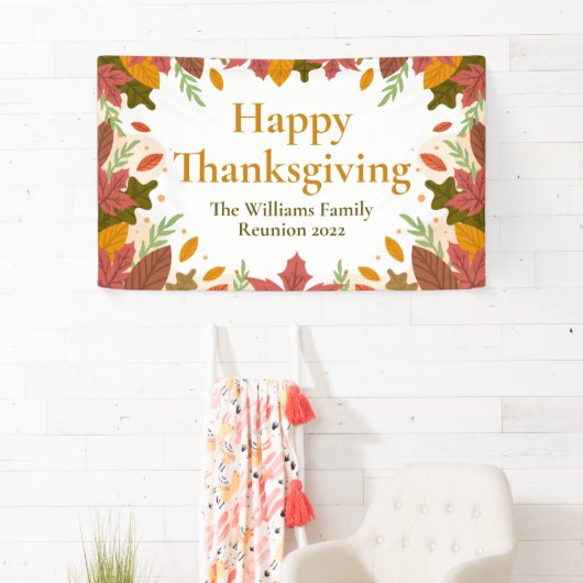 Aangepaste Happy Thanksgiving-herfst Leaves Holida Spandoek (Insitu)