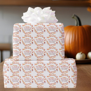 Aangepaste Happy Thanksgiving krans van bladeren Cadeaupapier