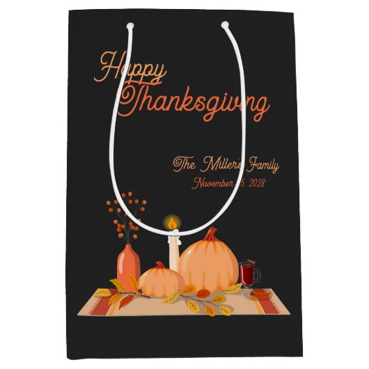 Aangepaste Happy Thanksgiving Medium Cadeauzakje (Voorkant)