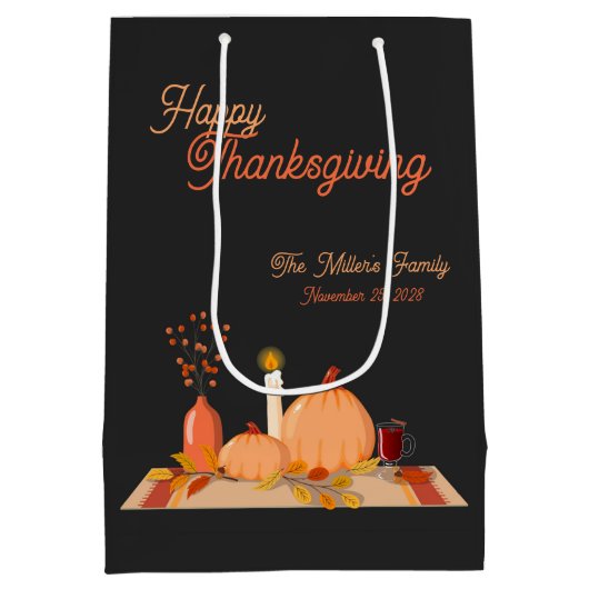 Aangepaste Happy Thanksgiving Medium Cadeauzakje (Achterkant)