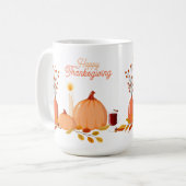 Aangepaste Happy Thanksgiving-Mok met pompoenen Koffiemok (Voorkant links)