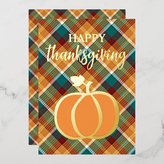 Aangepaste Happy Thanksgiving op herfst geruite pa Folie Feestdagenkaart (Voorkant / Achterkant)