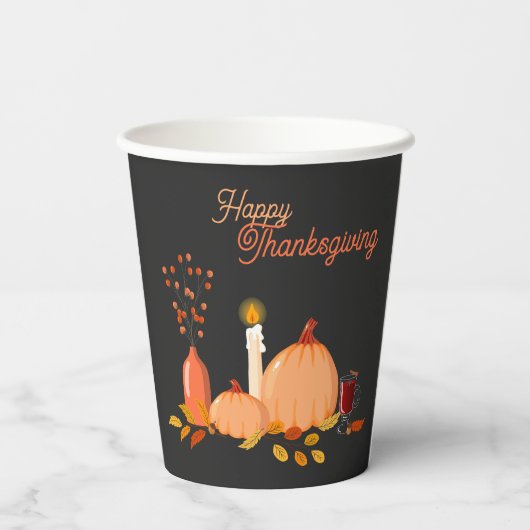 Aangepaste Happy Thanksgiving Papieren Bekers (Achterkant)