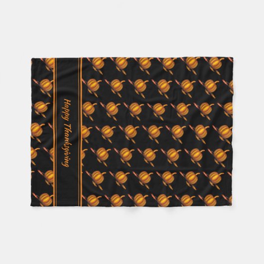 Aangepaste HAPPY THANKSGIVING Pumpkin Fleece Deken (Voorkant (Horizontaal))