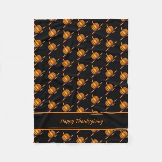 Aangepaste HAPPY THANKSGIVING Pumpkin Fleece Deken (Voorkant)