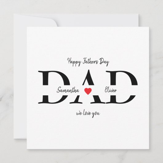 Aangepaste Happy Vaderdag Flat Kaart met Kinder na (Voorkant)