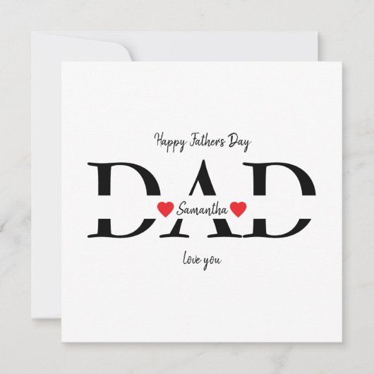 Aangepaste Happy Vaderdag Flat Kaart met Kinder na (Voorkant)