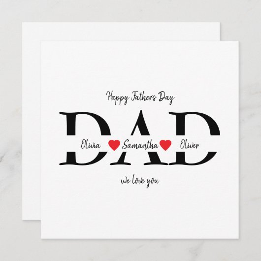 Aangepaste Happy Vaderdag Flat Kaart met Kinder na (Voorkant / Achterkant)