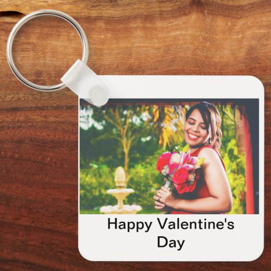 Aangepaste Happy Valentijnsdag foto Sleutelhanger (Voorkant)