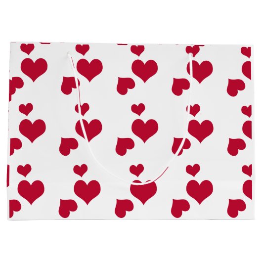 Aangepaste Happy Valentijnsdag Wit & Rode Harten Groot Cadeauzakje (Achterkant)