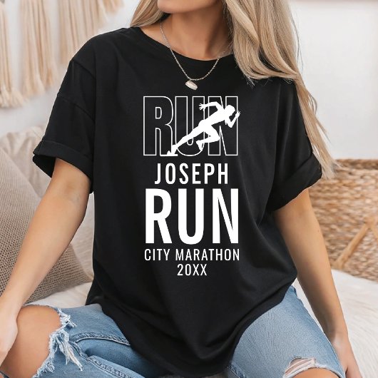 Aangepaste hardloopploeg hardlopen wedstrijdperson t-shirt