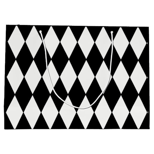 Aangepaste Harlequin Black Diamond Large Gift Bag Groot Cadeauzakje (Achterkant)