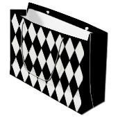 Aangepaste Harlequin Black Diamond Large Gift Bag Groot Cadeauzakje (Voorkant Gekanteld)