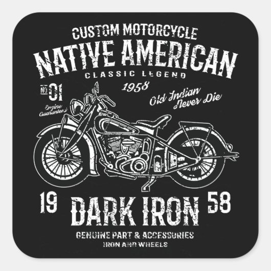 Aangepaste Harley Indian Motorcycle Classic Legend Vierkante Sticker (Voorkant)