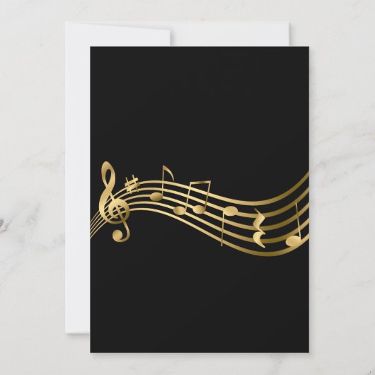 Aangepaste Harp Recital Gouden Muzieknoten Zwart Kaart (Achterkant)