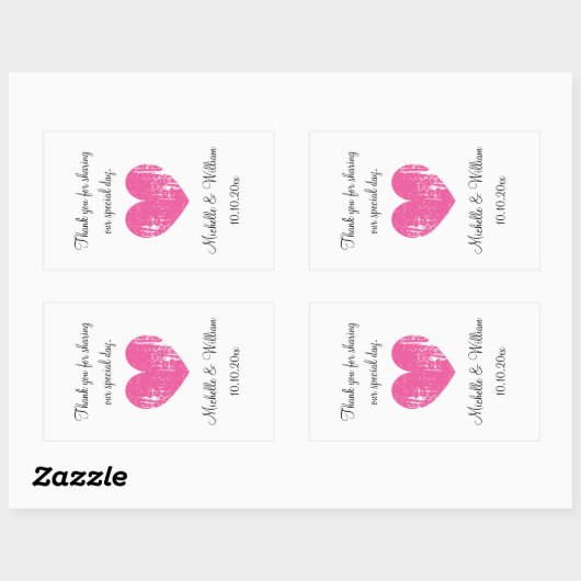 Aangepaste  hart bruiloft wijnfles stickers (Vel)