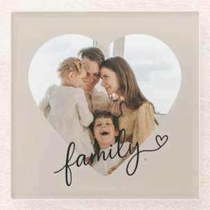 Aangepaste Hart Foto Familie Kussen – Home Decor Glazen Onderzetter