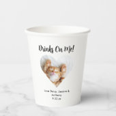 Aangepaste Hart Foto Kat Trouwen Papieren Bekers (Voorkant)