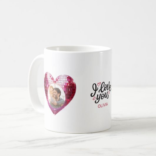 Aangepaste Hart Foto Valentijnsdag Mok (Voorkant links)