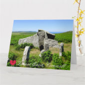 Aangepaste Hart Zennor Quoit Megaliet Foto Cornwal Kaart (Gele Bloem)