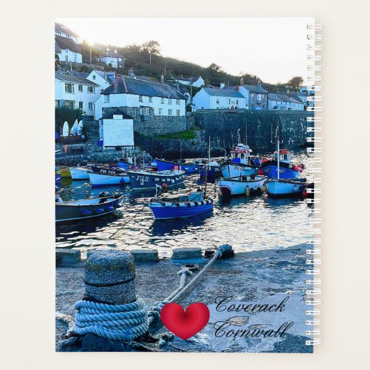 Aangepaste hartdekking Harbour Dusk Cornwall Foto Planner (Achterkant)