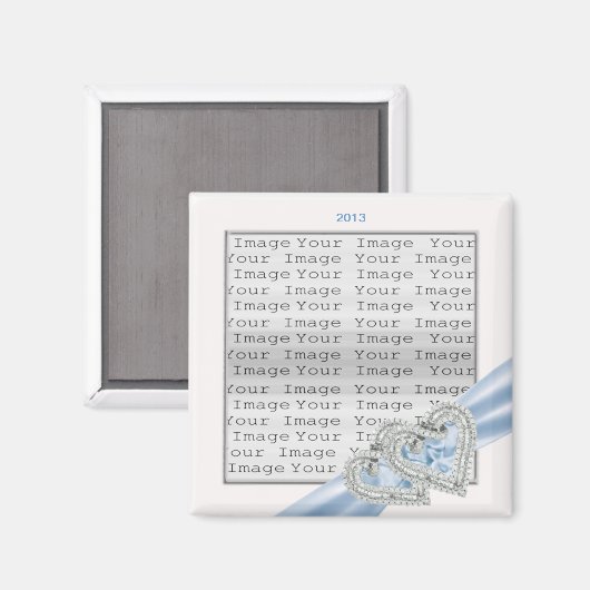 Aangepaste Harten Ijsblauwe Lint Magneet (Voorkant / Achterkant)