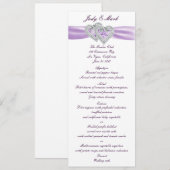 Aangepaste harten lavendel lint Menu Kaart (Voorkant / Achterkant)