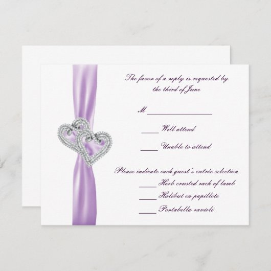 Aangepaste harten lavendel lint reactie Kaart (Voorkant / Achterkant)