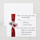 Aangepaste harten rode lint reactie Kaart (Voorkant / Achterkant)