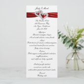 Aangepaste harten rood lint menu Kaart (Staand voorkant)