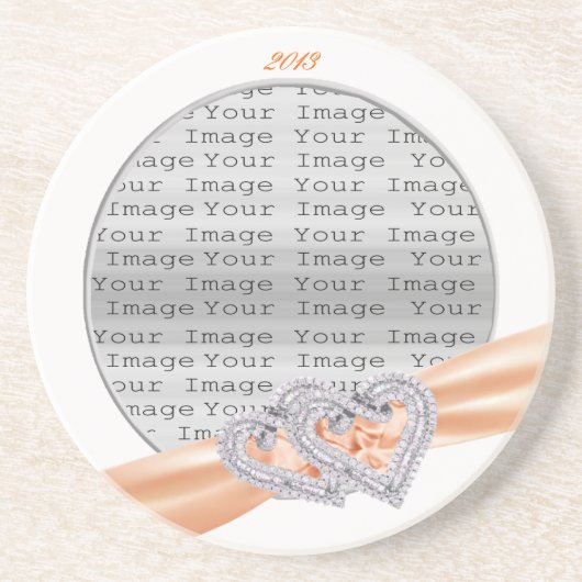 Aangepaste harten Tangerine lint onderzetter (Voorkant)