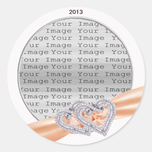 Aangepaste harten Tangerine-lintjes Ronde Sticker (Voorkant)