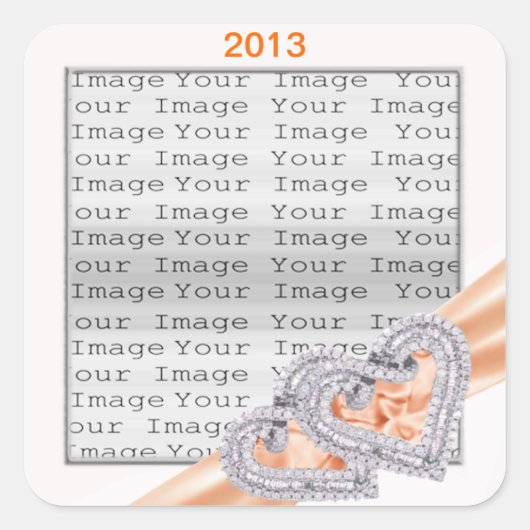 Aangepaste harten Tangerine-lintjes Vierkante Sticker (Voorkant)