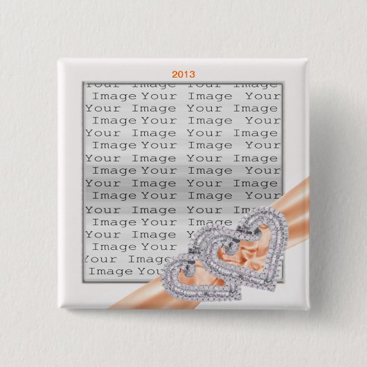 Aangepaste harten Tangerine Ribbon Button (Voorkant)