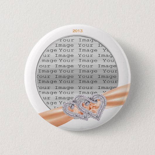 Aangepaste harten Tangerine Ribbon Button (Voorkant)