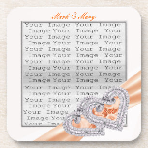 Aangepaste harten Tangerine Ribbon-Onderzetters Drankjes Onderzetter
